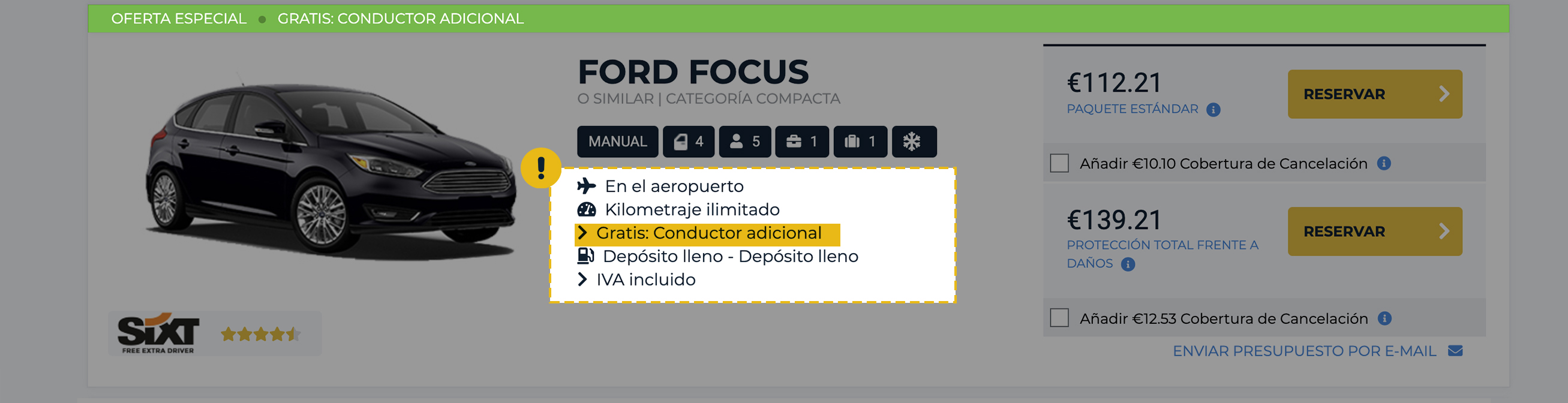 Ofertas con conductor adicional gratuito